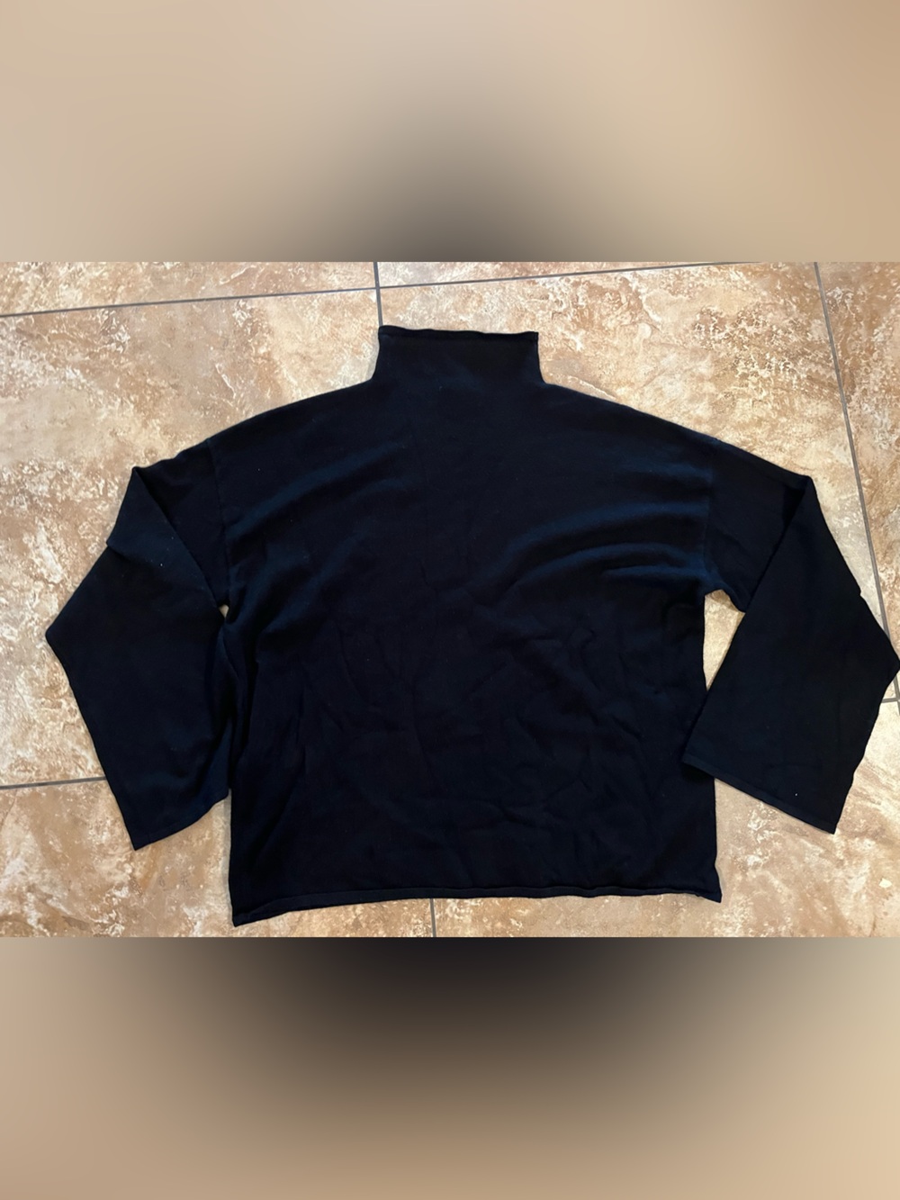 Joseph A. Black Mock Neck Sweater Wide Sleeve Size Small EUC
